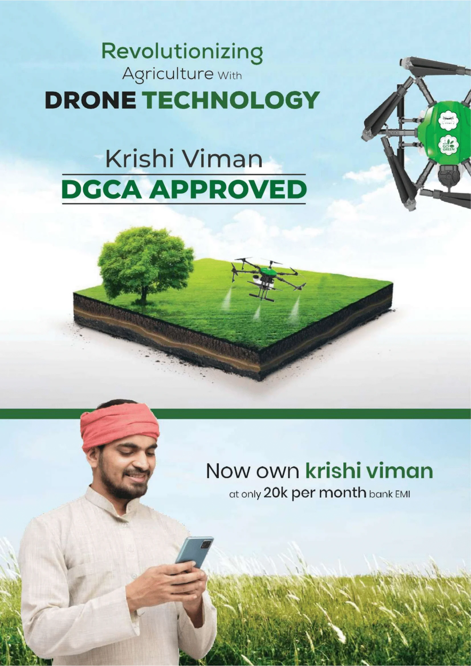 In the agricultural sector, WOW Go Green is revolutionizing the landscape with its innovative products and services. The aim is to simplify the lives of farmers through technology, and the competitive agriculture drone price of the Krishi Viman drone on our platform is a testament to this commitment. The Krishi Viman drones, available on our platform, are being deployed across various regions in India, helping farmers unlock their true potential. These drones are designed to reduce the reliance on manual labor, alleviate health risks associated with manual spraying such as snake bites or diseases from pesticides, and address the challenges of labor, energy, and time shortage. As an e-commerce platform hosting these drones, we are proud to be part of this technological revolution. The drones are equipped with cutting-edge technology for spraying agrochemicals, mapping fields, monitoring crop health, and providing data-driven yield improvement solutions. 