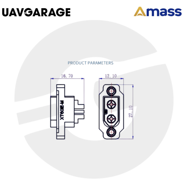 This image refers to Structure of XT60EW Male Connector.