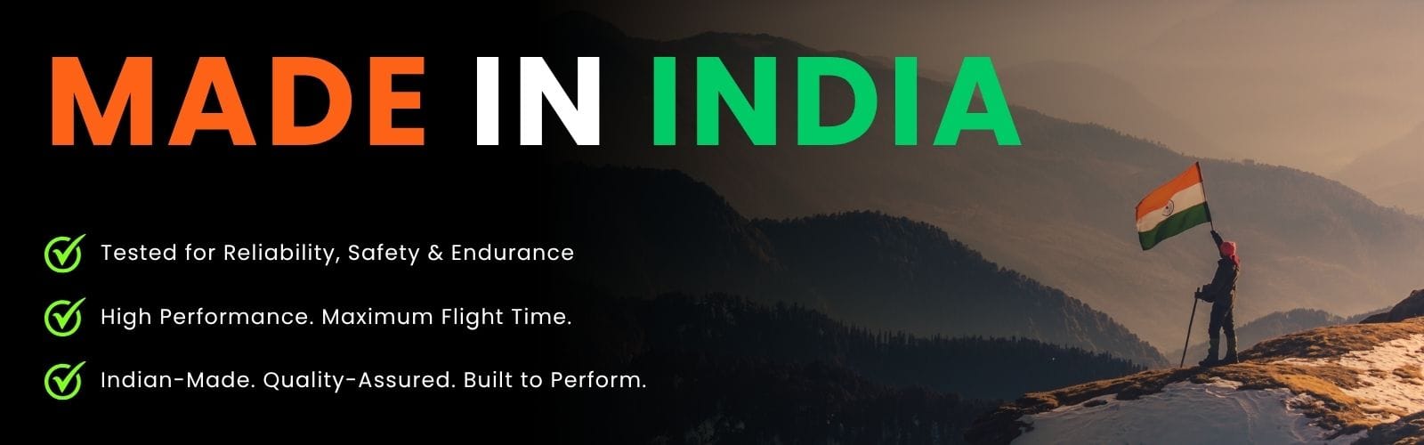The image showcases Made in India banner introduced by UAVGarage