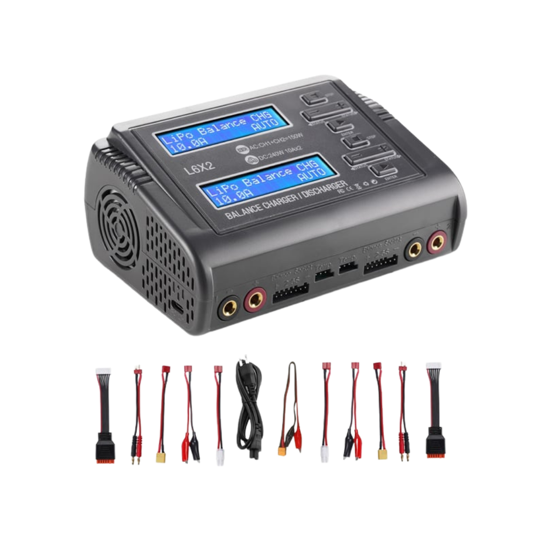 HTRC L6X2 AC 100 240V DC Dual Channel 11-18V Charger 3 picture showcasing image of HTRC L6X2 AC 100 240V DC Dual Channel 11-18V Charger