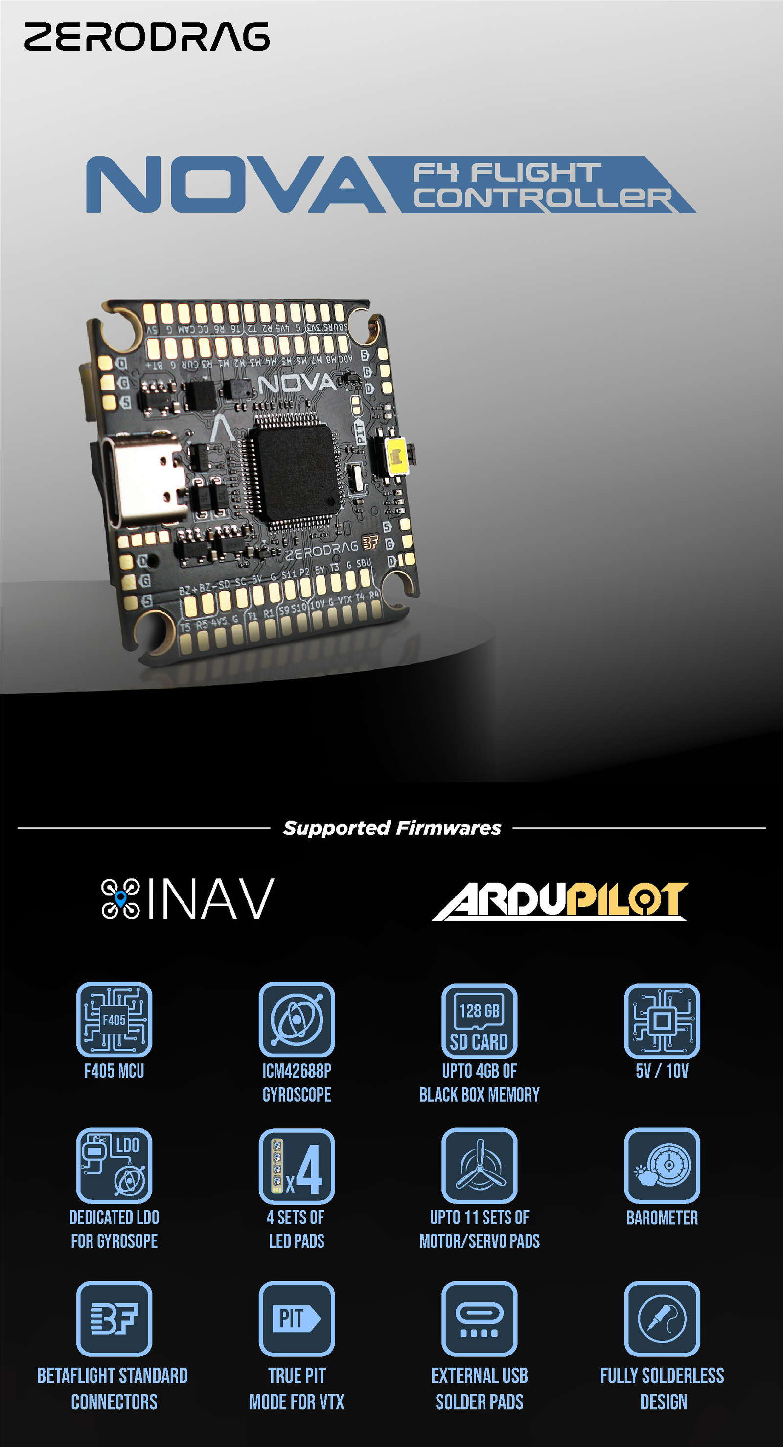 Zerodrag Nova F4 Flight Controller Made in India 3